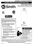 A. O. Smith at Lowes Power Vent Natural Gas and Liquid Propane Water Heater Use and Care Manual