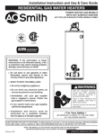 A. O. Smith at Lowes Power Vent Natural Gas and Liquid Propane Water Heater Use and Care Manual