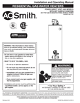 A. O. Smith at Lowes Power Direct Vent Natural Gas and Liquid Propane Water Heater Use and Care Manual