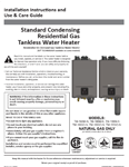 Signature Premier Tankless with X3 Owners Manual
